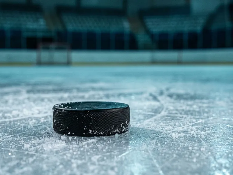 Hockey arena from the stands during an NHL game