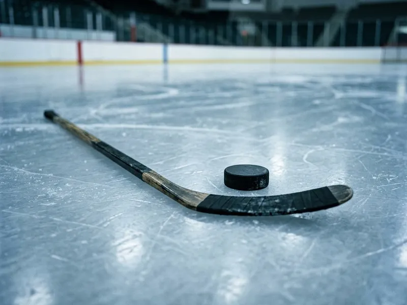 Hockey arena in blue and white team colours