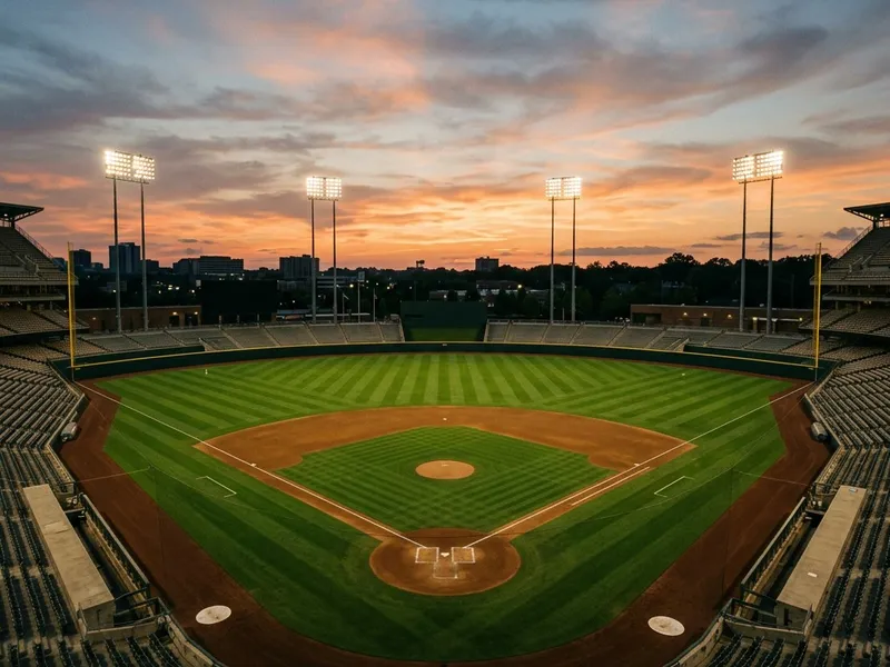Baseball diamond and outfield under a stadium roof